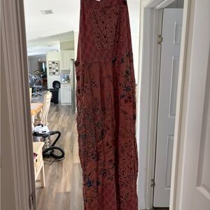 Blue Sky Rose-Pink Floral Maxi Dress